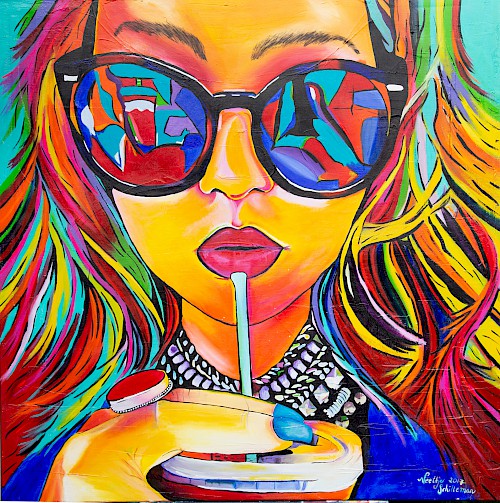 Acrylverf met reliëf op 3D doek