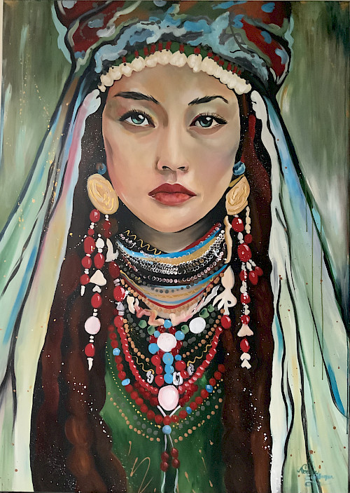Acrylverf en inkt op 3D doek
